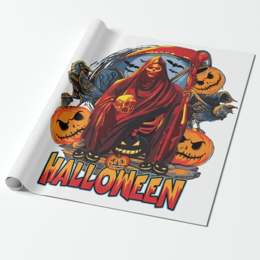 Halloween Evil skeleton, pompoen Cadeaupapier (Uitgerold)