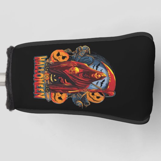 Halloween Evil skeleton, pompoen Golfheadcover (Voorkant)