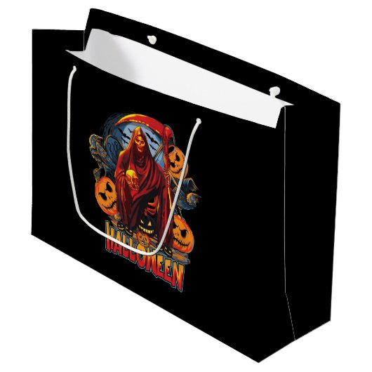Halloween Evil skeleton, pompoen Groot Cadeauzakje (Voorkant Gekanteld)