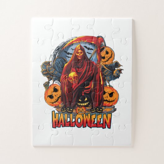 Halloween Evil skeleton, pompoen Legpuzzel (Verticaal)