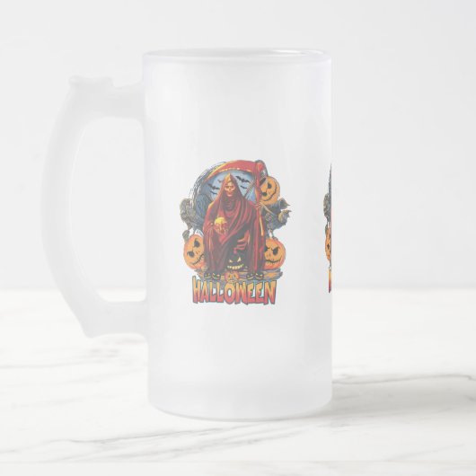 Halloween Evil skeleton, pompoen Matglas Bierpul (Links)