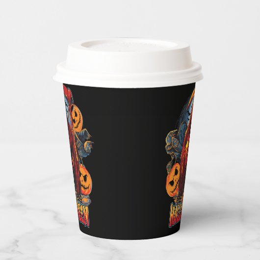Halloween Evil skeleton, pompoen Papieren Bekers (Links)