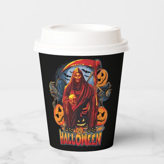 Halloween Evil skeleton, pompoen Papieren Bekers (Voorkant)