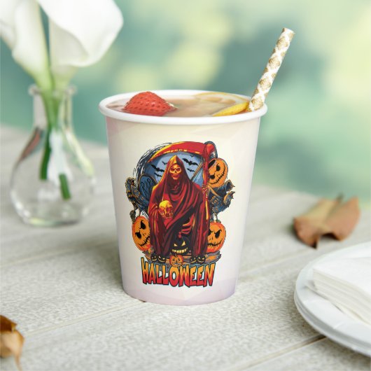 Halloween Evil skeleton, pompoen Papieren Bekers (Insitu)