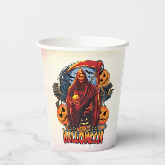 Halloween Evil skeleton, pompoen Papieren Bekers (Achterkant)