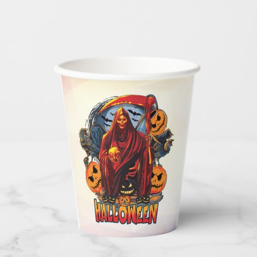 Halloween Evil skeleton, pompoen Papieren Bekers (Voorkant)