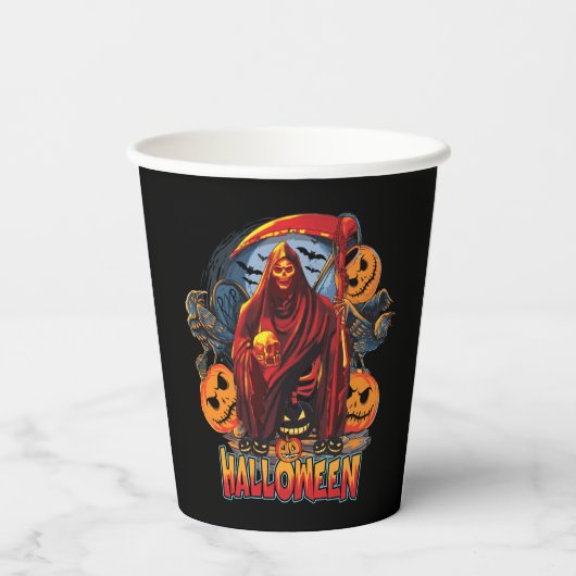Halloween Evil skeleton, pompoen Papieren Bekers (Achterkant)