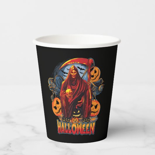 Halloween Evil skeleton, pompoen Papieren Bekers (Voorkant)