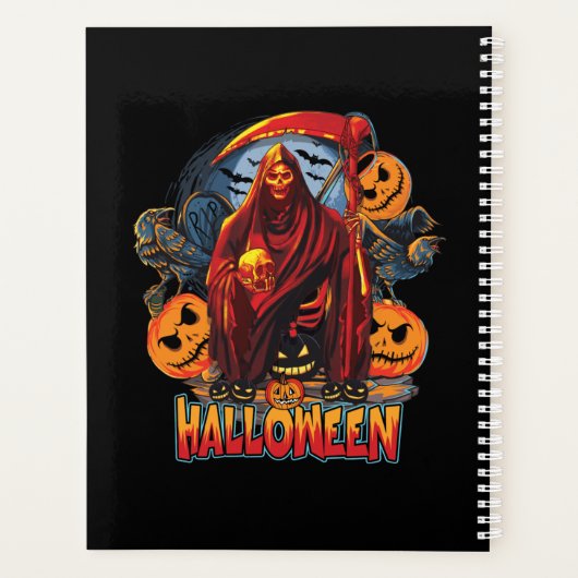 Halloween Evil skeleton, pompoen Planner (Achterkant)