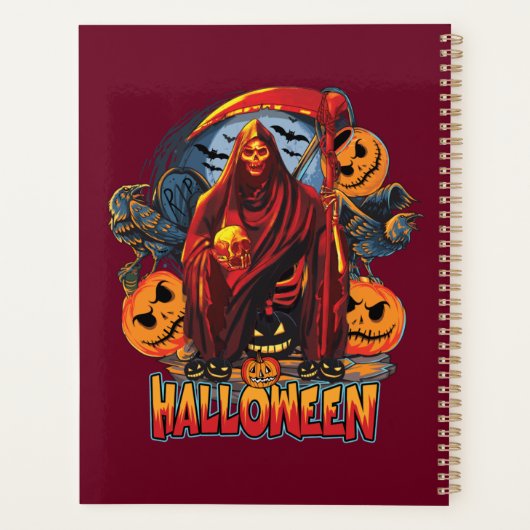 Halloween Evil skeleton, pompoen Planner (Achterkant)