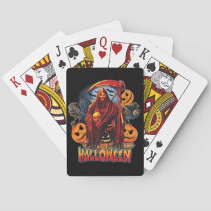 Halloween Evil skeleton, pompoen Pokerkaarten