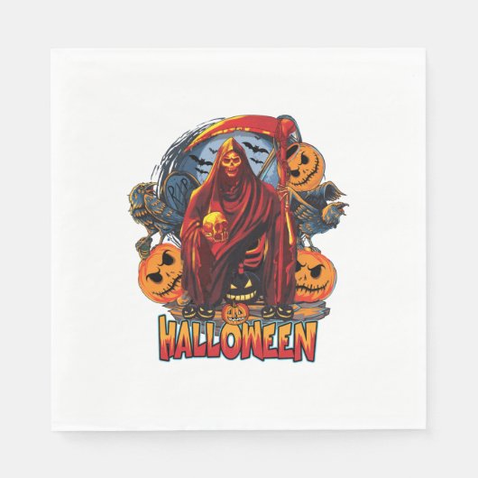 Halloween Evil skeleton, pompoen Servet (Voorkant)