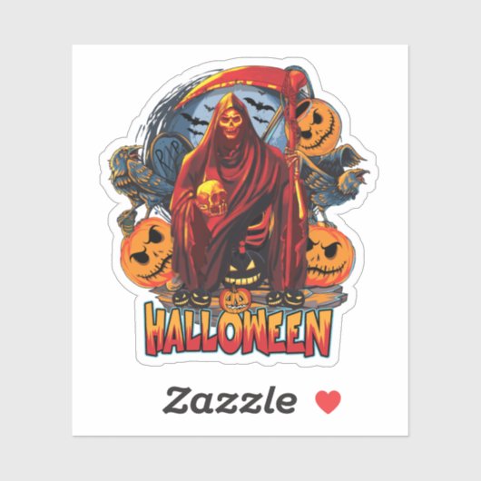 Halloween Evil skeleton, pompoen Sticker (Vel)