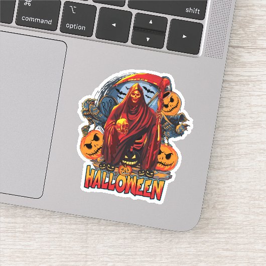 Halloween Evil skeleton, pompoen Sticker (Detail)