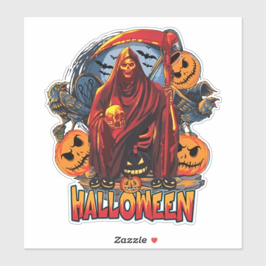 Halloween Evil skeleton, pompoen Sticker (Vel)
