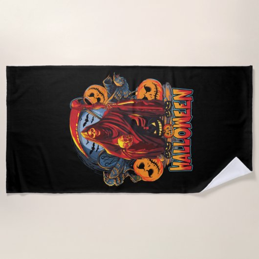 Halloween Evil skeleton, pompoen Strandlaken (Voorkant)