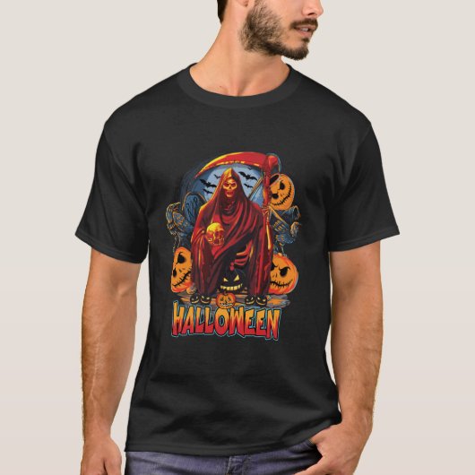 Halloween Evil skeleton, pompoen T-shirt (Voorkant)