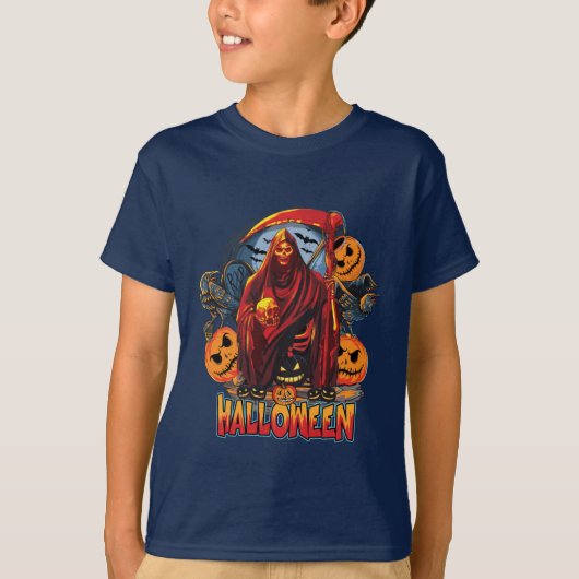 Halloween Evil skeleton, pompoen T-shirt (Voorkant)