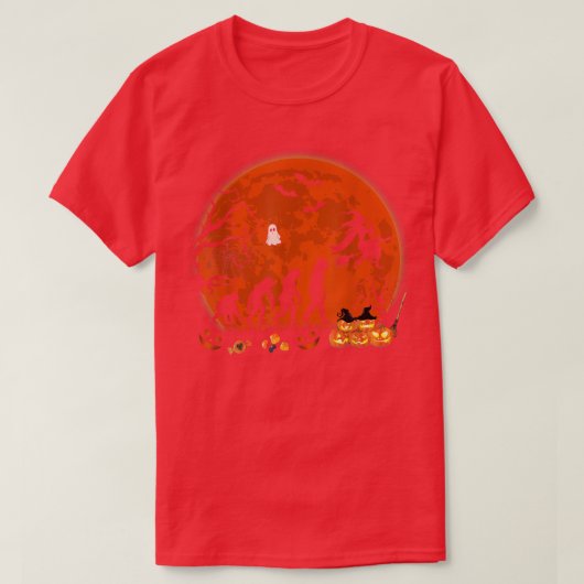 Halloween Evolution Funny Witch Riding Witch's Bro T-shirt (Design voorkant)