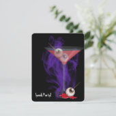 Halloween Eyeball Martini in paarse rook uitnodige Kaart (Staand voorkant)
