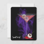 Halloween Eyeball Martini in paarse rook uitnodige Kaart (Voorkant)