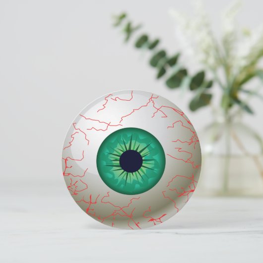 Halloween Eyeball Party Uitnodiging (Groen) (Staand voorkant)