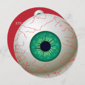 Halloween Eyeball Party Uitnodiging (Groen) (Voorkant / Achterkant)