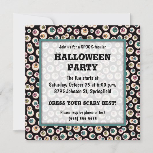 Halloween Eyeballs Party Kaart (Voorkant)