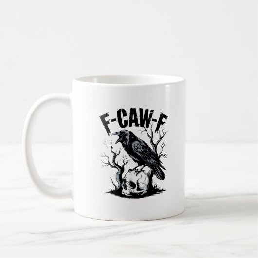Halloween F-Caw-F Bird Crow Women Men Retro Classi Koffiemok (Links)