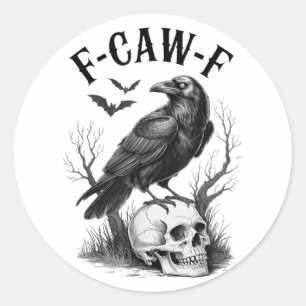 Halloween F Caw F Black Bird F-caw-f Crow Vrouwen Ronde Sticker