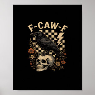 Halloween F-Caw-F Raaf Vogel F-Caw-F Kraai Geruit Poster