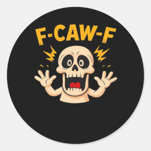 Halloween F-Caw-F Schedel Ronde Sticker