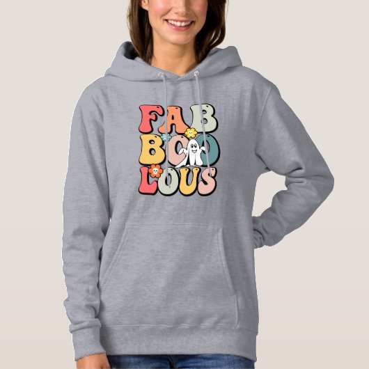 Halloween Faboolous Ghost Retro Groovy Funny Hoodie (Voorkant)