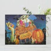 Halloween Fabulous Vector Art Party - Uitnodiging (Staand voorkant)