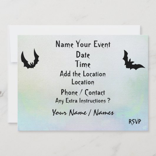 Halloween Fabulous Vector Art Party - Uitnodiging (Achterkant)