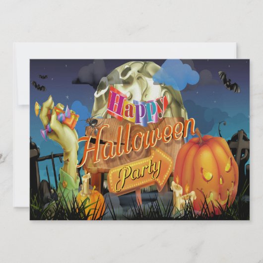 Halloween Fabulous Vector Art Party - Uitnodiging (Voorkant)