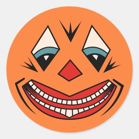 Halloween Face Design uit de jaren 20 Ronde Sticker (Voorkant)