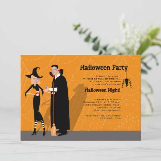 Halloween "Face in Hole" Uitnodiging (Staand voorkant)