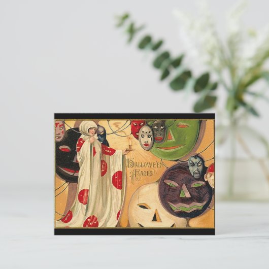 Halloween Faces - Art Deco Briefkaart (Staand voorkant)
