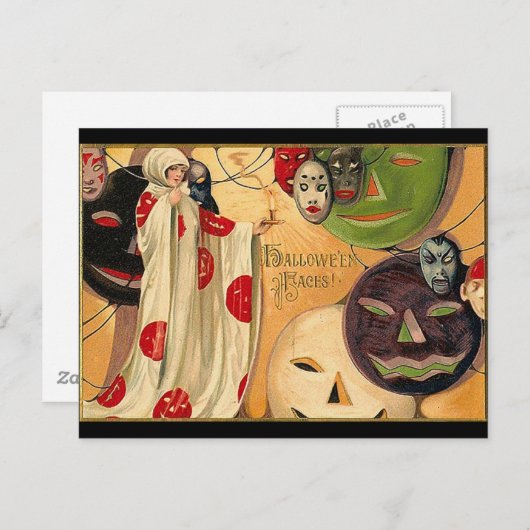 Halloween Faces - Art Deco Briefkaart (Voorkant / Achterkant)