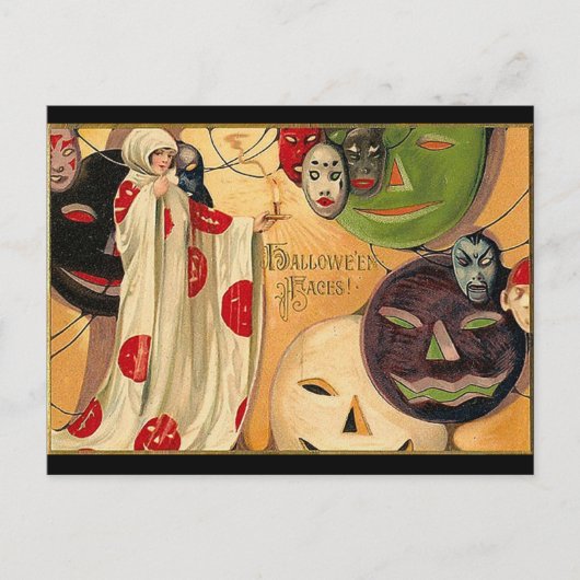 Halloween Faces - Art Deco Briefkaart (Voorkant)