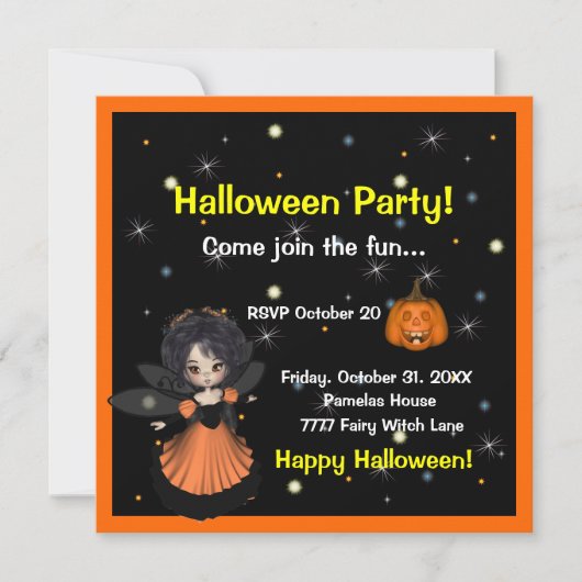 Halloween Fairy Invitation Kaart (Voorkant)