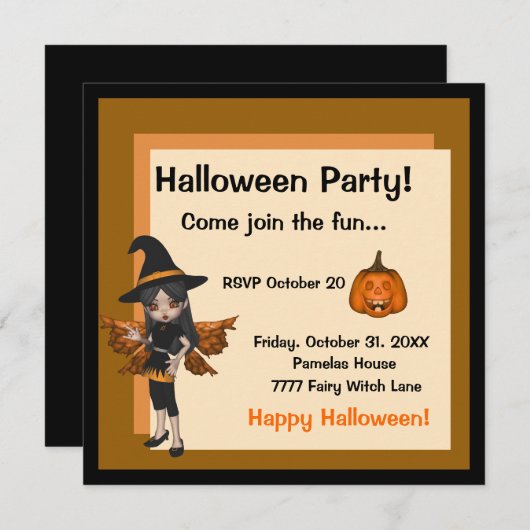 Halloween Fairy Invitation Kaart (Voorkant / Achterkant)