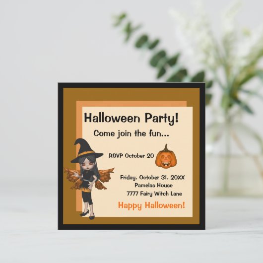 Halloween Fairy Invitation Kaart (Staand voorkant)