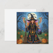 Halloween Fairy Witch met pompoenen Feestdagenkaart (Voorkant / Achterkant)