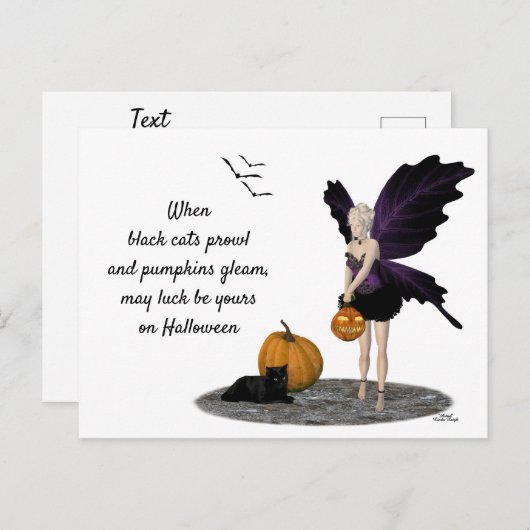 Halloween Fairy with Pumpkin Briefkaart (Voorkant / Achterkant)