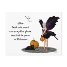 Halloween Fairy with Pumpkin Briefkaart