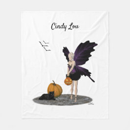 Halloween Fairy with Pumpkin Fleece Blanket Deken