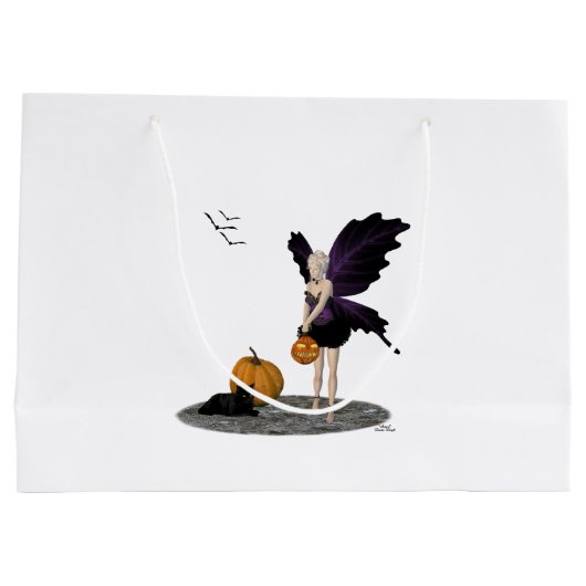 Halloween Fairy with Pumpkin Gift Bag Groot Cadeauzakje (Achterkant)