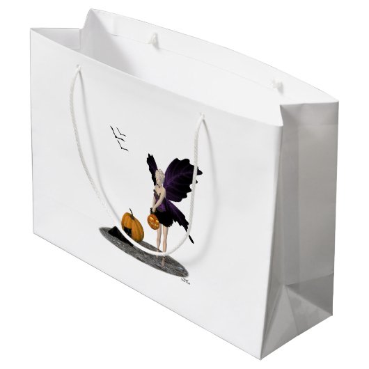 Halloween Fairy with Pumpkin Gift Bag Groot Cadeauzakje (Achterkant Gekanteld)